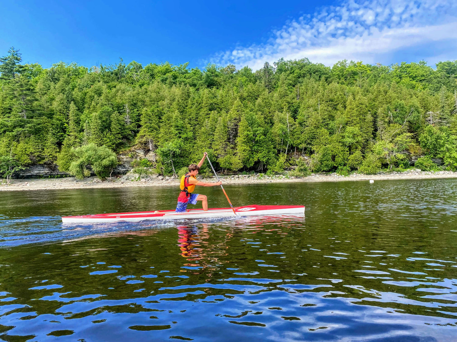 I2C athlete paddle C1 on clear summer day. 